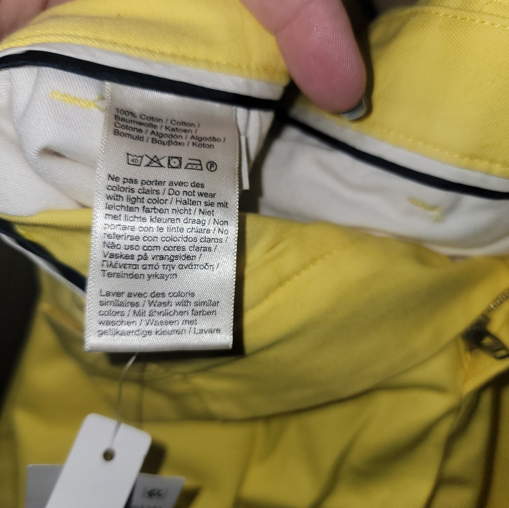NWT Mens SZ 30 Lacoste Yellow Shirts Classic Fit - Picture 8 of 8